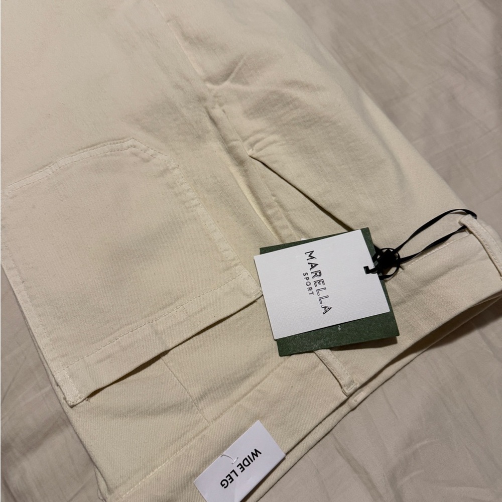NWT Marella Cream Wide-Leg Trousers . Jeans Sz 14